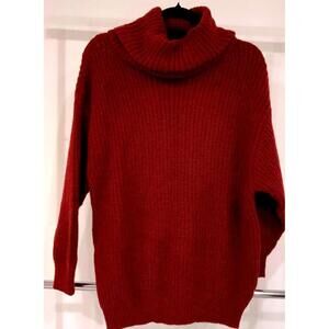 Lulus Cozy Wine Red Turtleneck Sweater, size L